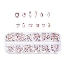 1 Hộp phụ kiện trang trí móng tay, hình thoi đáy phẳng, hình dạng không đều, hình thoi, hình giọt nước, hình trái tim, hình nơ, hình vuông, 12 ô, siêu bóng, đá pha lê Warm Elf. - Bạc - Xem 12