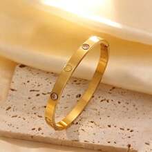 1 chiếc/5 chiếc/bộ. Bộ vòng tay nữ bằng thép không gỉ hình trái tim, sang trọng và thời trang. Thích hợp để đeo hàng ngày, làm quà tặng dự tiệc hoặc lễ hội. - Vàng - Xem 7