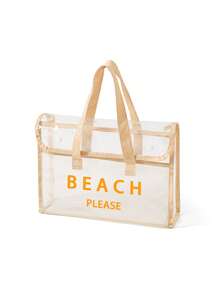 PVC防水“BEACH PLEASE”图案女士沙滩包，透明手提包，果冻包，大号泳池手提包，沙滩、邮轮、旅行必备，适合沙滩、旅行、购物、户外活动、工作、上学和日常使用，独特的生日、节日、派对、母亲节、度假、婚礼、返校礼物 - 彩色 - 查看 13
