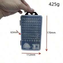 115-In-1 Magnetic Repair Tool Kit, Precision Screwdriver Set, Anti-Slip Portable Tool Set, Ergonomic Handle, For Phones, Laptops, Watches, Electronics, Chrome Vanadium Steel, Silver Gray, Shockproof - 查看 5