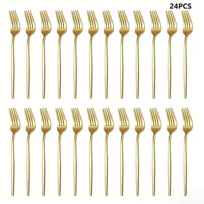 24pcs Stainless Steel Dinner Forks,Stainless Steel Main Forks & Salad Forks,Dinner Fork Set – Stainless Steel Heavy-Duty Forks For Easter Dinner, Spring Brunch & Romantic Dining, Elegant Flatware For Home Kitchens & Holiday Parties,Ideal For Western Food, Spaghetti, Salad, Fruits, Afternoon Tea, Gathering And Picnic,Back To School,Easter Gifts