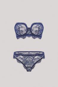 Hourtrue 2pcs Women's Elegant Sexy Lace Lingerie Set - Royal Blue - View 2