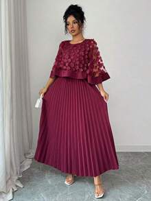 Vestido de mujer para boda, fiesta de cumpleaños y otras ocasiones, adecuado para otoño - Rosa Roja - Ver 6