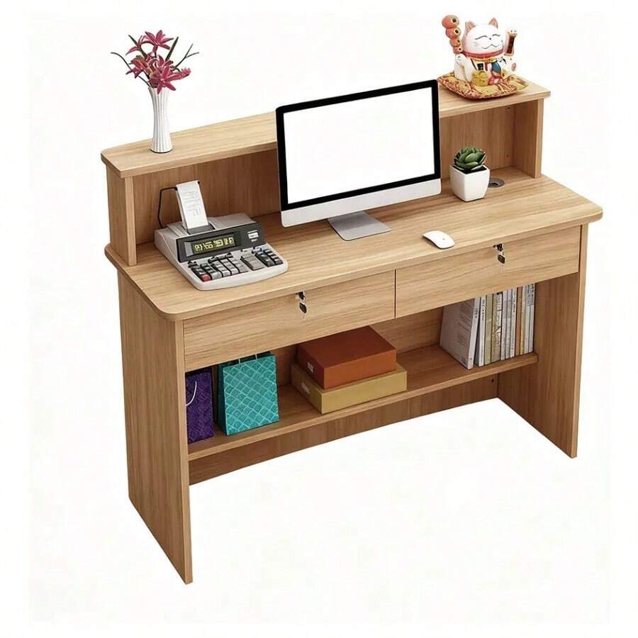 FENGSUN Mostrador De Recepcion Mdf 120x45x102cm Durable Funcional Vt - Amarillo - Ver 1