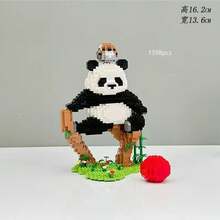Cute Panda Swing Building Blocks, Micro Particle Assembly Toy, Healing Desktop Decor Gift, National Treasure Panda Rocking Horse Building Block Model - Multicolor - View 11