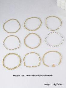 Bộ 9 vòng tay hình thánh giá đính hạt CCB phong cách Bohemian với ngọc trai giả, thích hợp cho nữ đeo hàng ngày, hẹn hò, dự tiệc, đi nghỉ mát, làm quà tặng ngày lễ. - Nhiều màu - Xem 2