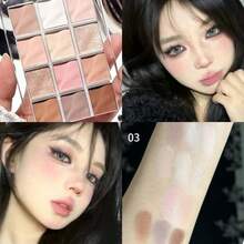 Paleta de sombras de ojos HERORANGE Ripple de 12 colores, tonos suaves gris-rosa de baja saturación, fórmula aterciopelada mate, tonos luminosos con brillo, sombras neutras versátiles para uso diario, looks ahumados de alta gama, paleta todo en uno para el trayecto y las citas - Multicolor - Ver 10