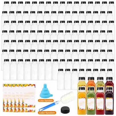 Tomnk 12/36/45/56pcs 12/16oz Plastic Juice Bottles With Caps, Reusable Juicing Bottles, Clear Empty Containers For Drinks, Smoothies And Other Beverages