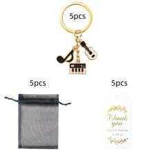 15pcs/Set Creative Guitar & Piano Music Note Keychain Set, DIY Music Theme Party Gifts, Birthday, Wedding, Christmas Souvenirs - Multicolor - View 9