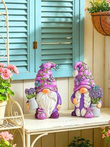 Lavender Purple Gnome Decor - Spring Home Office Decoration, Cute Summer Gnome Gift (Suitable For Women), Resin Butterfly Gnome Decor (Suitable For Desk And Shelf Decoration) - A - View 2