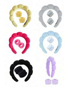 3pcs/Set Sponge Headband, Wristband, Yoga, Running, Skincare, Absorbent Hairband, Face Mask, Cleaning, Unisex Fitness, Beauty Accessories, Suitable For Bathroom, Cleaning, Travel Essentials, Gifts - Toiletries Set - View 2