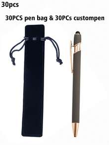 50/30/10/5/3/1pc Set Customized Luxury Soft Touch Round Ballpoint Pen With Black Pencil Case - Personalized Writing Tool, Suitable For Name And Company Website, Perfect Gift For Men, Anniversary, Birthday, Graduation Season Gift, Multi-Functional, Decorative, Reusable, Modern, Colorful, Cute, Vintage, Cartoon, Kawaii, Customized, Personalized, Unique, Customized, Workers, Customers, Students, For Business/Work/Office, For School - Sets - View 15