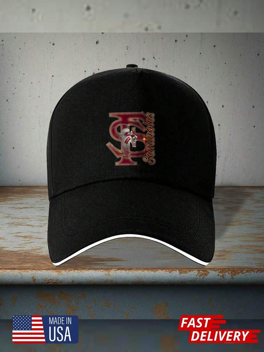 Street Style Fashion Hat Florida State Seminoles Logo Embroidered Black Baseball Cap For Men And Women Casual Wear Sports Events And Daily Outings Lightweight Breathable Fabric With Structured Cr - màu đen - Xem 1