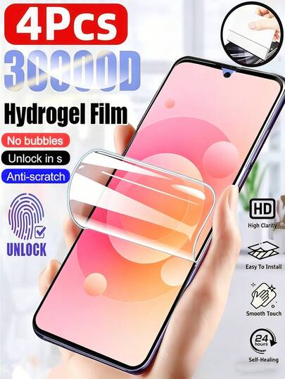 Bộ 4 miếng dán màn hình Hydrogel siêu HD chống nổ, chống trầy xước, phủ toàn màn hình, tương thích với OPPO Reno, hỗ trợ nhận diện vân tay, tự động sửa chữa vết trầy xước, miếng dán mềm không phải kính, hỗ trợ nhận diện vân tay.