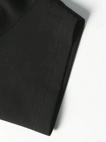 1pc Men's Black Short Sleeve Crew Neck T-Shirt, Contrast Stitching Deconstruction Patchwork, Heavy-Weight Knit Fabric, Machine Washable, Minimalist Retro Fashion Style, Suitable For Casual Daily Wear - Black - View 6