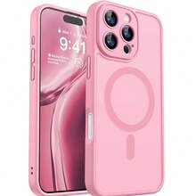 Matte Translucent Magnetic Phone Case Compatible With IPhone 17E 16E 17 Air 16 15 14 13 12 11 Plus Pro Max Camera Protection Shockproof Shell - Pink - View 3