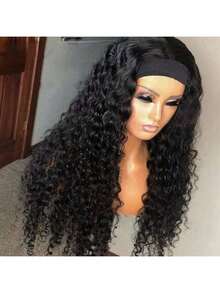 Headband Wig Human Hair Deep Wave 34 Inch Human Hair Headband Wig Glueless Curly Hair Human Hair Wigs None Lace Front Wigs Human Hair For Women Human Hair Natural Color - Natural Black - 查看 6