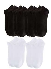 3/5/10 Pairs Of Black And White Low Cut Liner Socks, Invisible Casual Boat Socks, Comfortable Non Revealing Socks, Suitable For Daily Wear And Sports Shoes - Multicolor - View 6