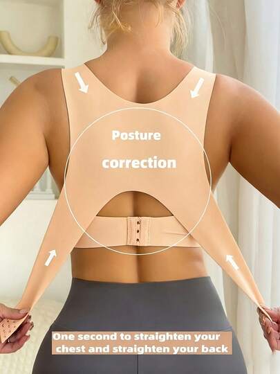 Sujetador corrector de postura para mujeres - Sin costuras, sin aro de acero, cojín de pecho desmontable, que proporciona un mejor soporte de espalda, sin aro de acero, diseño elegante, adecuado para deportes y uso diario, corrección de la postura de la espalda, sujetador deportivo de moda, soporte envolvente
