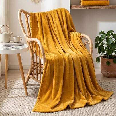 1 chiếc chăn ngủ trưa màu trơn, chăn nhỏ văn phòng, chăn sofa, chăn vải flannel nhẹ dùng hàng ngày.