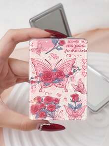1 pieza Espejo de vanidad plegable estético Y2K, espejo portátil ligero y manual, de cuero de PU duradero, adecuado para todas las ocasiones y personas, espejo de maquillaje rectangular plegable - Multicolor - Ver 10