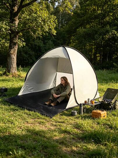 Instant Pop-Up Beach Camping Tent, Spacious Outdoor Sun Shelter, Polyester Fabric, Suitable For Beach, Camping, Hiking, Fully Automatic, Durable And Foldable. Can Be Opened In Summer To Increase Coolness. Suitable For Outdoor, Yard, Camping And Resting, Great Gift For Valentine's Day And Summer. Automatic Quick-Open Tent, Waterproof Tent For Outdoor Road Trips, Beach Sun Shade, Portable For Fishing And Hiking