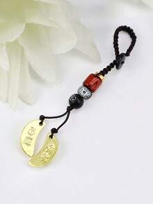 1件编织绳DIY菱形杯“心想事成”印花手机挂绳，吉祥云珠手机配件，钥匙扣，包包挂件 - 彩色 - 查看 14