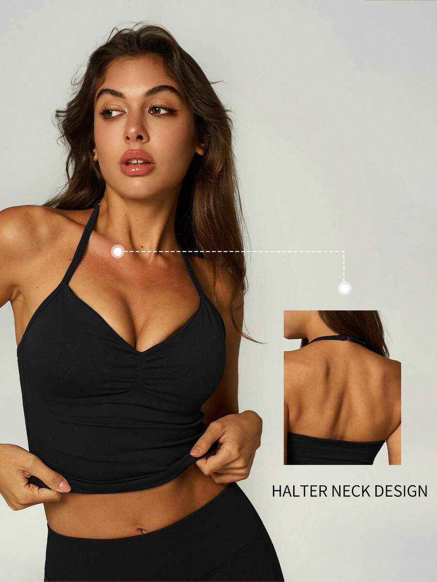 UONNOU Top de entrenamiento con control de abdomen y cuello halter