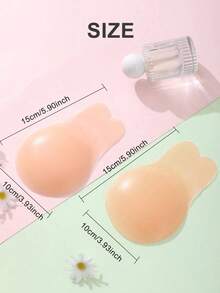 (2pcs/1 Pair) 10cm/3.93in Rabbit Shaped Silicone Breast Lift Tape, Nipple Cover Boob Pads, Bra Women, High Adhesive Reusable, Suitable Summer, Clean Skin Before Use, May Lose Adhesiveness When Sweating Or Wet - 杏色 - 查看 2