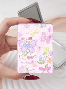 1 pieza Espejo de vanidad plegable estético Y2K, espejo portátil ligero y manual, de cuero de PU duradero, adecuado para todas las ocasiones y personas, espejo de maquillaje rectangular plegable - Multicolor - Ver 18