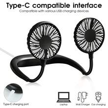 Ventilador de cuello portátil y plegable, ventilador eléctrico mini portátil, recargable por USB, 3 velocidades ajustables, adecuado para estudiantes, oficina, exteriores, viajes, playa - Estilo de cuello - Ver 4