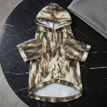 1 Stück Haustier Hund Vogelscheuche Monster Kapuzenpullover, 3D Horror Gesichts-Muster Haustier Kleidung, Kurzarm Kapuzenpullover, geeignet für mittelgroße & kleine Hunde und Katzen, Horror Party und Cosplay Outfit - Grau - Übersicht 4