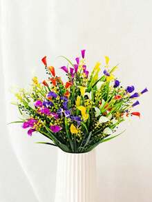 10 Peças Flores Artificiais de Copo-de-leite Coloridas de Plástico Resistente a UV, Adequadas para Decoração de Jardim Doméstico, Vasos de Flores, Varanda, Peitoril de Janela, Decoração Interna/Externa de Primavera, Jardinagem (Multicolorido) - Multicolorido - Visão 6