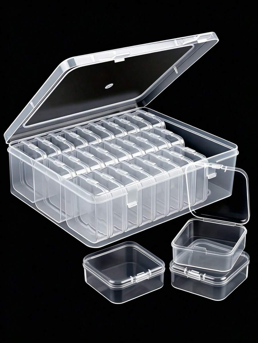 Mini Clear Storage Box Set - Portable Plastic Organizer Case With Small Compartments For Jewelry, Beads, Crafts, Jewelry Storage, Travel Jewelry Case, Jewelry Box, Jewelry Storage, And Small Accessories - Transparent, Plastic Organizer Boxes, Organizer Box, Jewelry Organizers, Stackable, And Travel-Friendly Design. - Multicolor - View 1