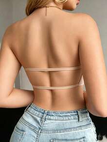 Women's Multi-Way Low Back Front Closure Wireless Bra, Convertible Straps Comfortable Lingerie, Suitable For Low Back/Backless Outfits - Champagne - View 10