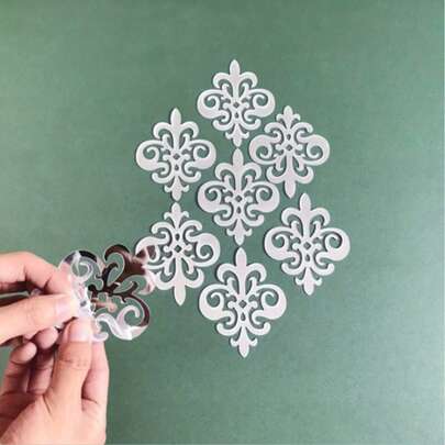 4/8/10/20pcs Acrylic Mirror Wall Stickers, Self-Adhesive Removable Decor, Suitable For Bedroom, Bathroom, Dorm, Classroom, Gym, Office - Crystal-Like, Striped Pattern, Glossy Surface, Space Theme Design, Disposable, No Power/Battery Required