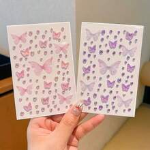 5个/1个闪亮亚克力蝴蝶网发饰贴纸，仙女风水钻蝴蝶贴纸，透明3D蝴蝶自粘宝石，发饰饰品，适合节日、派对、角色扮演、DIY、舞会、旅行、生日等场合 - 彩色 - 查看 11