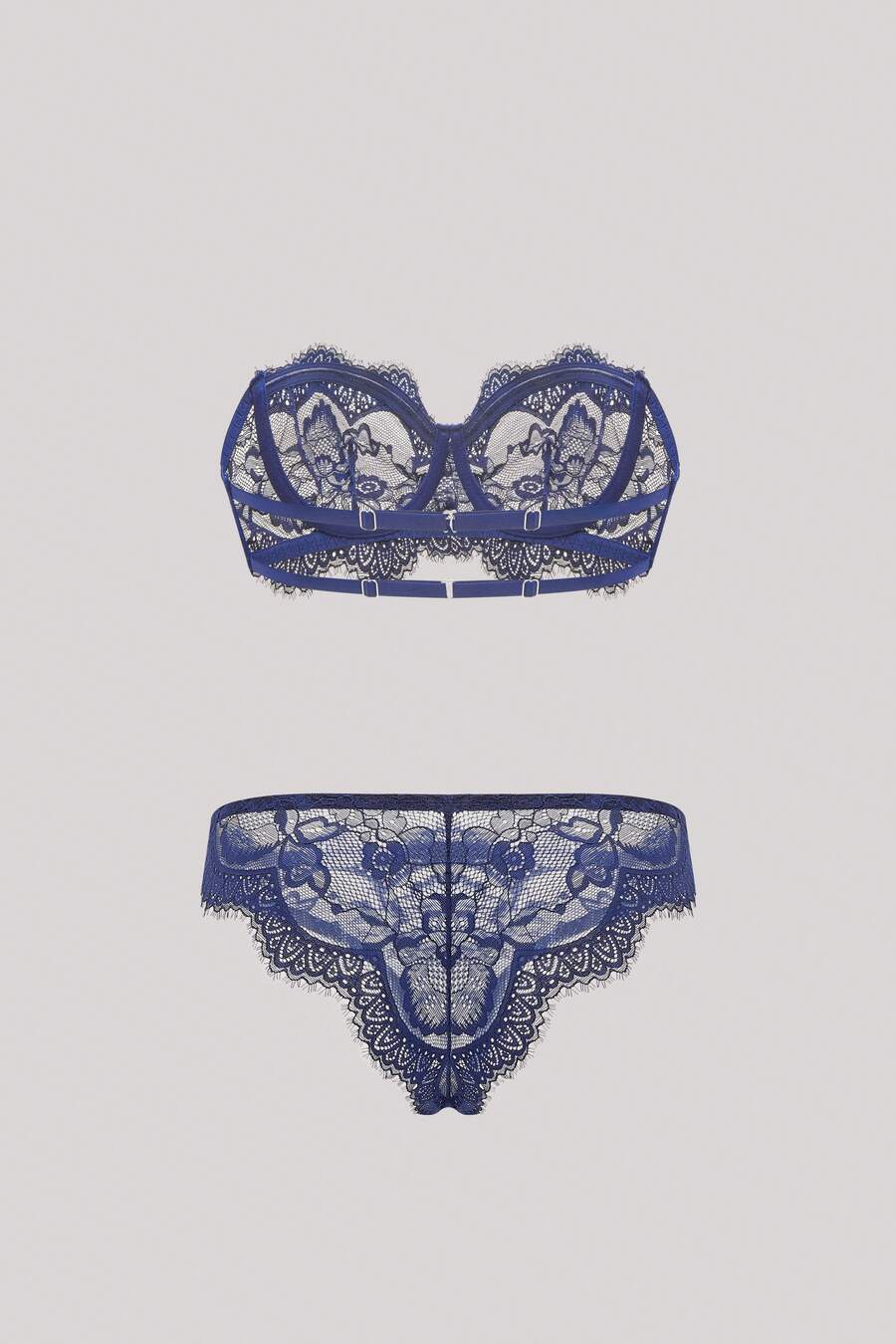 Hourtrue 2pcs Women's Elegant Sexy Lace Lingerie Set - Royal Blue - View 1
