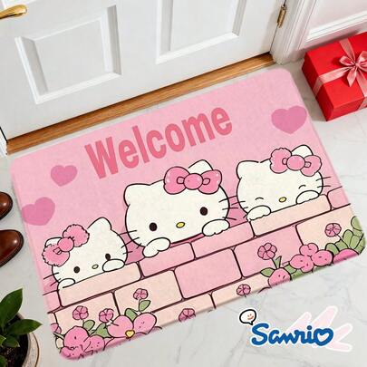 SANRIO 1 قطعة سجادة حمام مطبوعة جميلة ذات نمط قطة وردية - سجادة غرفة المعيشة، سجادة المطبخ، ديكور منزلي حديث، سجادة ممر، سجادة مدخل، سجادة أرضية، سجادة مدخل داخلي، سجادة أمام الباب الرئيسي، سجادة ديكور المطبخ، سجادة غرفة المعيشة، سجادة حمام - ضرورة حمامية