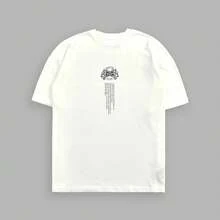 DARCSPORT American-Style  Retro T-Shirt For Couples, Men's Top, Pure Cotton Loose-Fit Round-Neck T-Shirt - 白色 - 查看 4