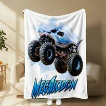 1PC Monster Jam  Monster Truck Racing Flannel Throw Blanket 50"X60" (Multiple Sizes) -  Green Truck Flying In Dust, Action Shot, Tapestry Wall Hanging, Monster Truck Fan Gift, Room Decor, Perfect For Sofa, Bed, Office -280gsm - nhiều màu 22 - Xem 12