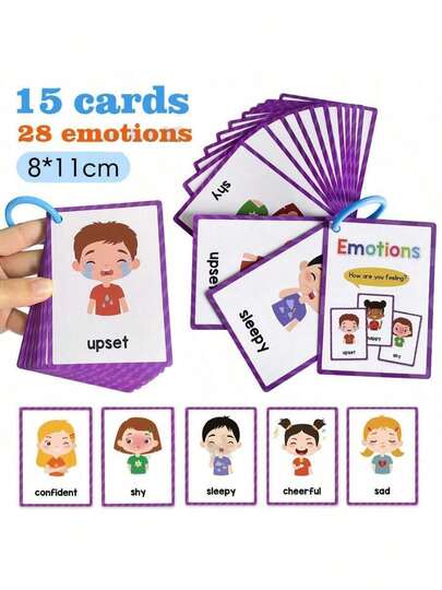55pcs Emotion & Feeling English Word Flash Cards, Educational Cards
