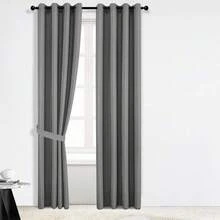1 Piece Thermal Blackout Curtain 135x225 Cm, Total Light And UV Ray Blocking, Noise And Temperature Insulation, Ideal For Bedroom, Living Room Or TV Room - 灰色 - 查看 3