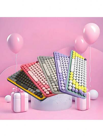 Logitech POP KEYS Wireless Bluetooth Mechanical Keyboard, Brown Switches, Bubble Design, Retro Punk Keyboard