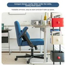 Velvet Office Chair For Home Office – Height-Adjustable Swivel Chair With Folding Armrests & Quiet Casters – Elegant Fabric Office Chair For Home Offices & Small Spaces - A - View 6