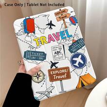 1pc Travel Series Pattern Acrylic Crystal Tablet Protective Case With Stand, Compatible With Honor Pad 8/9/10, Honor GT 11.5inch/X7/X8A/X9/X8Pro/X9Pro/V9/V8 Pro, MatePad SE 11inch/MatePad 11inch/11.5inch, MatePad Pro, And Other Popular Tablet Models Including Mi, 10th/11th Gen (A16) - Multicolor - View 5