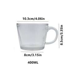 1pc High-Quality Vertical Striped Handle Glass Cup, Transparent Drinking Glass Suitable For Water, Milk, Coffee, Home And Office Use - Multicolor - View 9