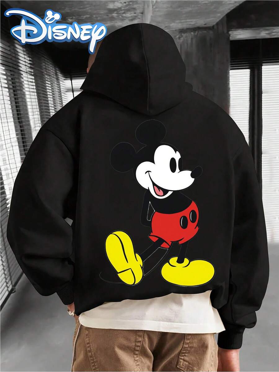 Disney Men's Casual Hoodie Featuring A Mickey Mouse Print. With Its , Stylish Design And Relaxed Fit, It's Perfect For Streetwear And Fashion-Forward Looks-Making It The Ideal Gift.Disney Hoodies - màu đen - Xem 1