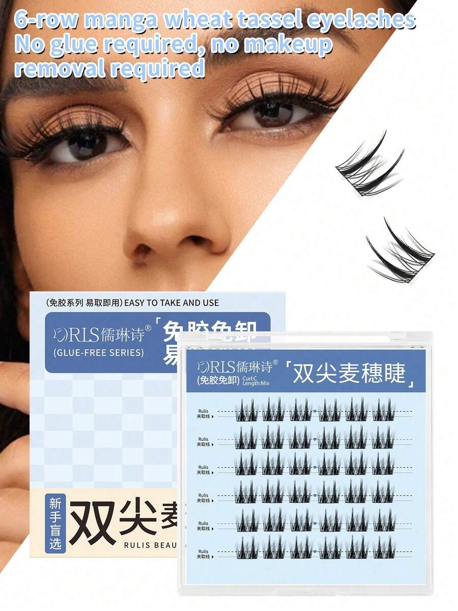 36 cụm lông mi giả hình chữ C, tự dính, không cần keo, dài 9-13mm (0.07mm), kiểu tai lúa mì, hai đầu nhọn, mang lại vẻ ngoài tự nhiên và chân thực với hiệu ứng mô phỏng hoàn hảo. - Xem 1