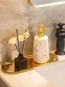 1 pieza Bandeja de tocador de estilo de lujo dorado, adecuada para el baño, el lavabo, el inodoro - Multicolor - Ver 1